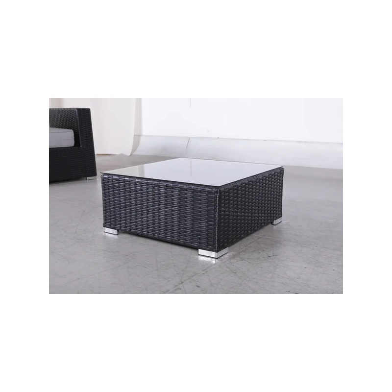 Living Source International 9-Piece Wicker / Rattan Sofa Set in Black/Gray