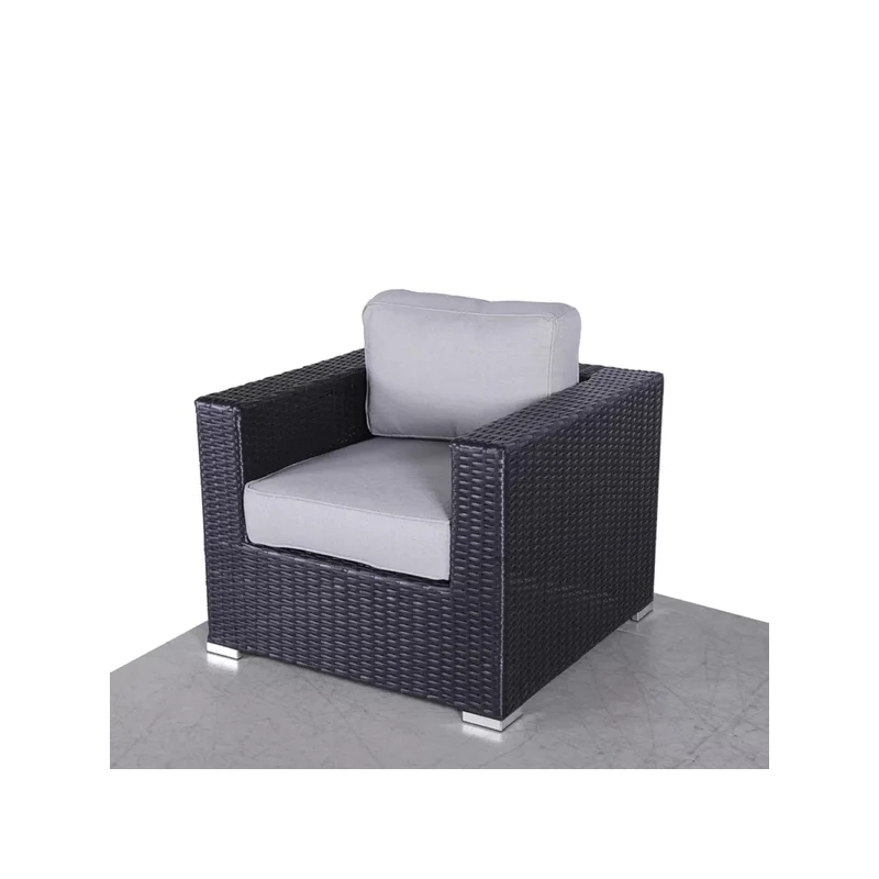 Living Source International 9-Piece Wicker / Rattan Sofa Set in Black/Gray