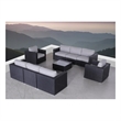 Living Source International 9-Piece Wicker / Rattan Sofa Set in Black/Gray