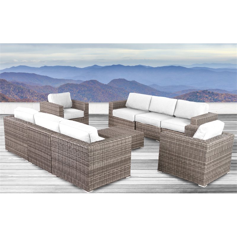 Living Source International 9-Piece Sectional Set in Canvas/Gray