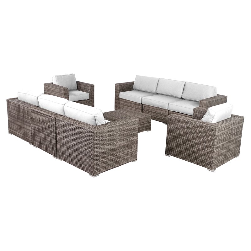 Living Source International 9-Piece Sectional Set in Canvas/Gray