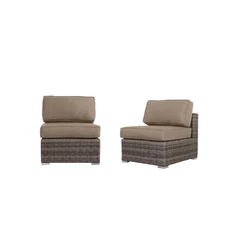 Living Source Intl 9-Piece Wicker / Rattan Sectional Set w/ Cushions in Gray
