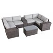 Living Source International 10-Piece Sectional Set with Cushions in Brown/Gray