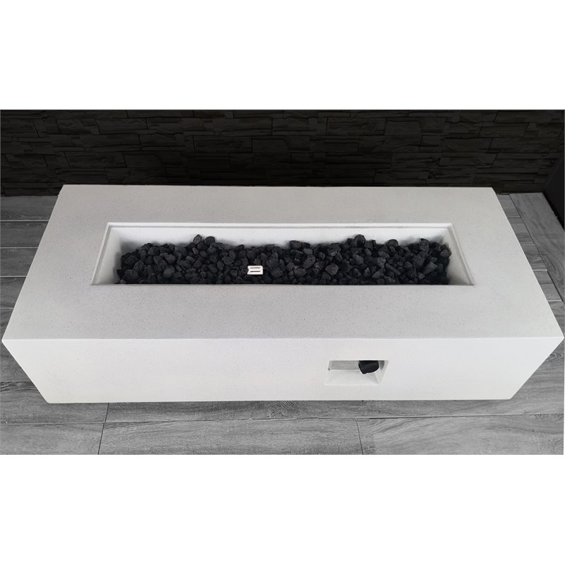 Living Source International Reinforced Concrete Propane Fire Pit Table in White