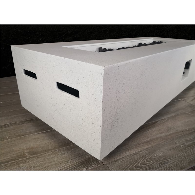 Living Source International Reinforced Concrete Propane Fire Pit Table in White