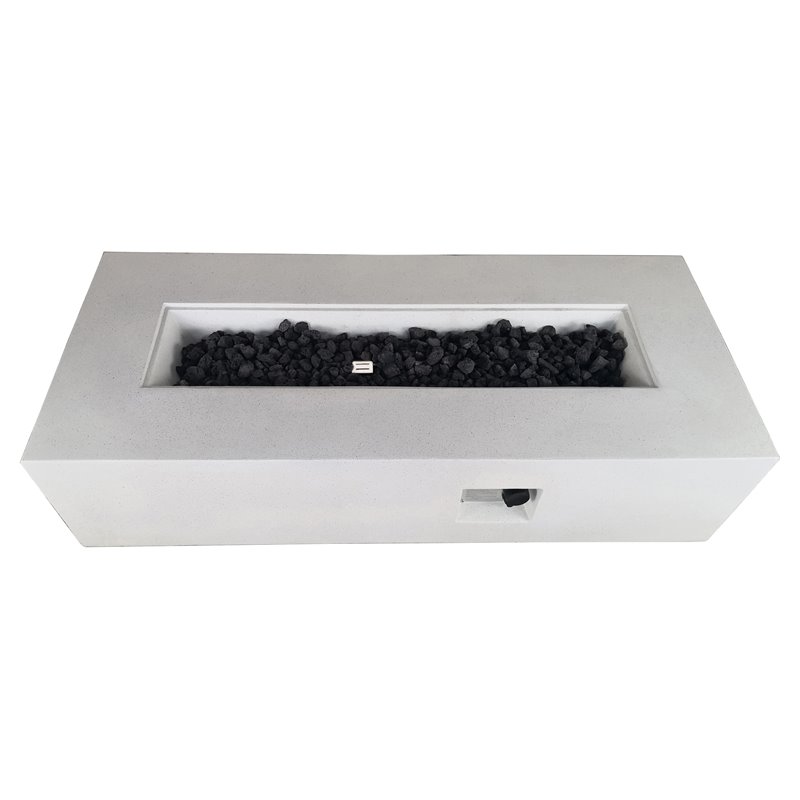Living Source International Reinforced Concrete Propane Fire Pit Table in White