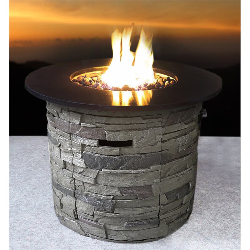Living Source International Propane/Natural Gas Fire Pit Table - Black Finish