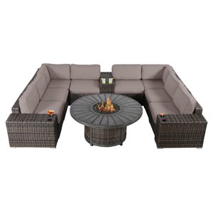 Living Source International 12-Piece Wicker / Rattan Sectional Set in Chocolate