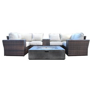 Living Source International 10-Piece Wicker Sectional Set w/Cushions in Brown