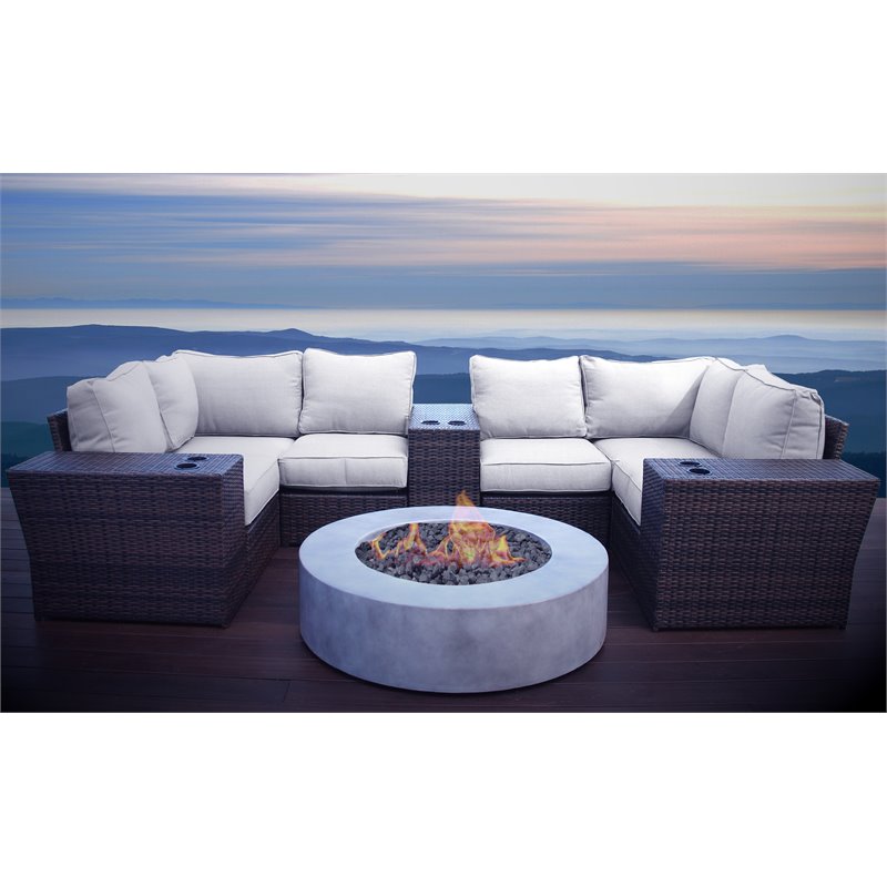 Living Source International 10-Piece Wicker Sectional Set w/Cushions in Gray