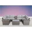 Living Source International 10-Piece Wicker Sectional Set with Cushions in Gray