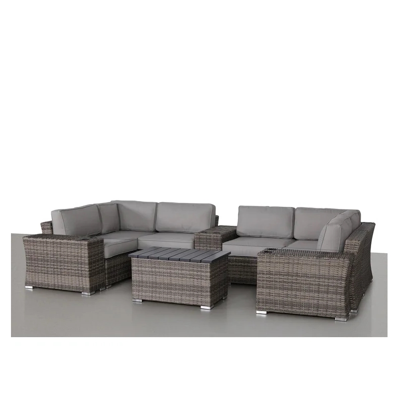 Living Source International 10-Piece Wicker / Rattan Sectional Set in Gray/Brown