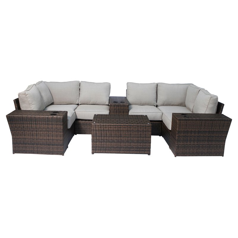 Living Source International 7-Piece Patio Dining Set with Cushions in Brown