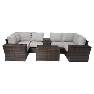 Living Source International 7-Piece Patio Dining Set with Cushions in Brown