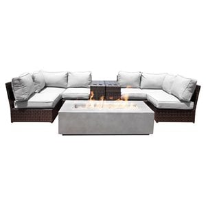 Living Source International 9-Piece Sectional Set with Cushions - Espresso