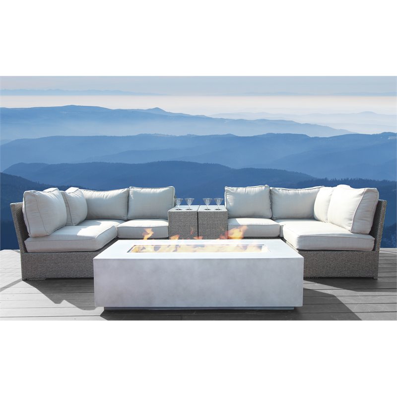Living Source International 9-Piece Wicker Sectional Set with Cushion in Gray