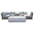 Living Source International 9-Piece Wicker Sectional Set with Cushion in Gray