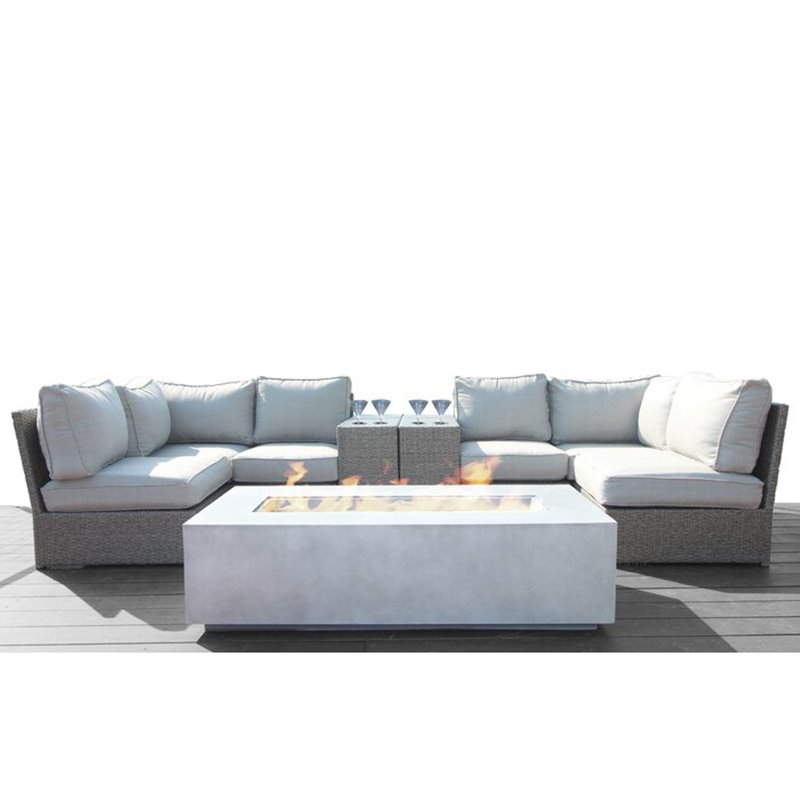 Living Source International 9-Piece Patio Sectional Set with Cushions in Gray