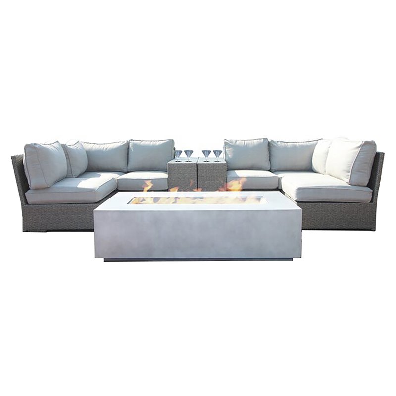 Living Source International 9-Piece Patio Sectional Set with Cushions in Gray