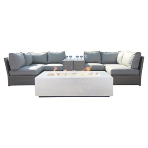 Living Source International 4-Piece Wicker and Rattan Sectional Set - Gray