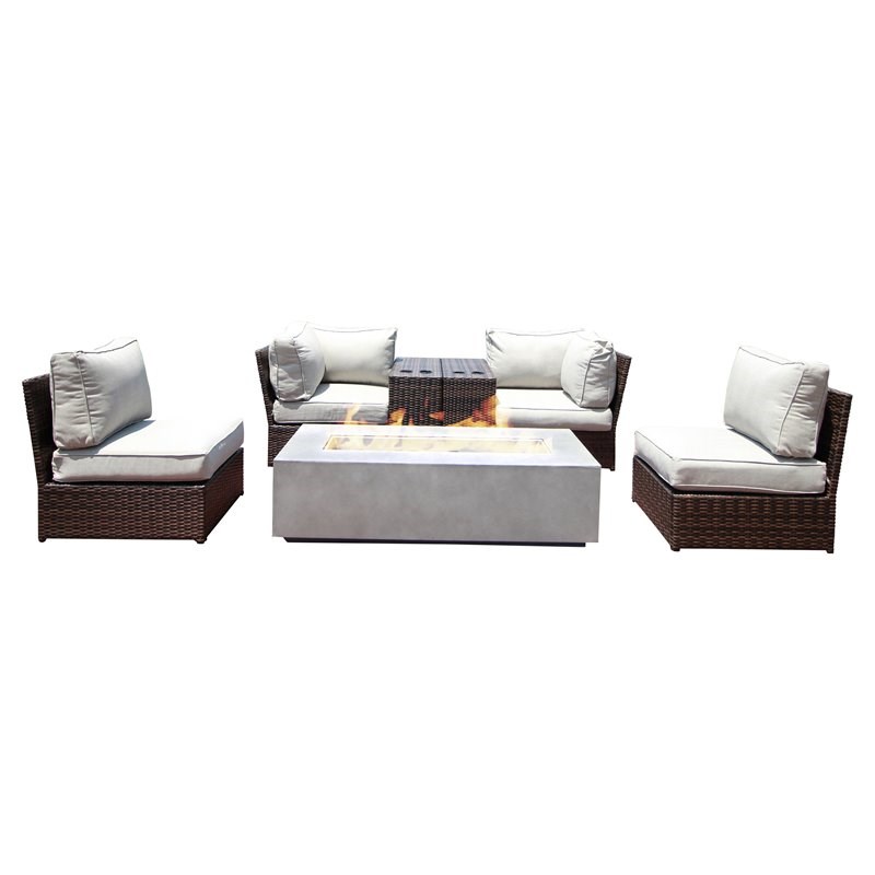 Living Source International 5-piece Wicker Sectional Set with Cushion - Espresso