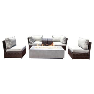Living Source International 5-piece Wicker Sectional Set with Cushion - Espresso