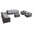Living Source International 9-Piece Wicker Swivel Rocker Sectional Set - Gray