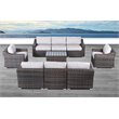 Living Source International 9-Piece Wicker Sectional Set plus Cushions in Gray