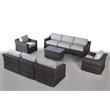 Living Source International 9-Piece Wicker Sectional Set plus Cushions in Gray