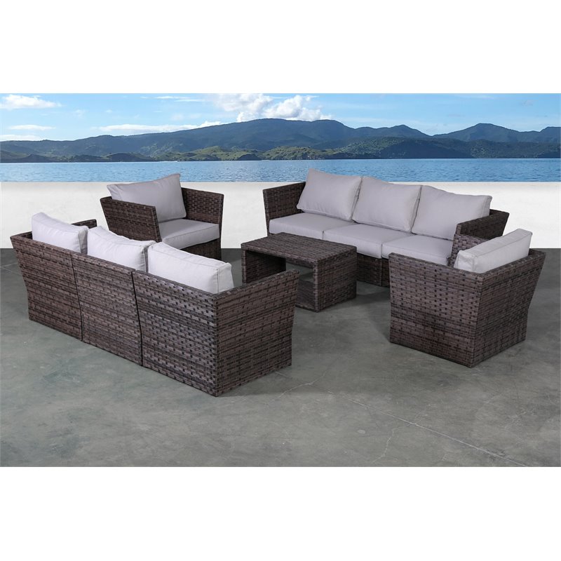 Living Source International 9-Piece Sectional Set plus Cushions - Espresso