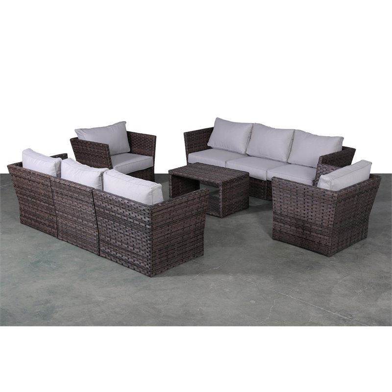 Living Source International 9-Piece Sectional Set plus Cushions - Espresso