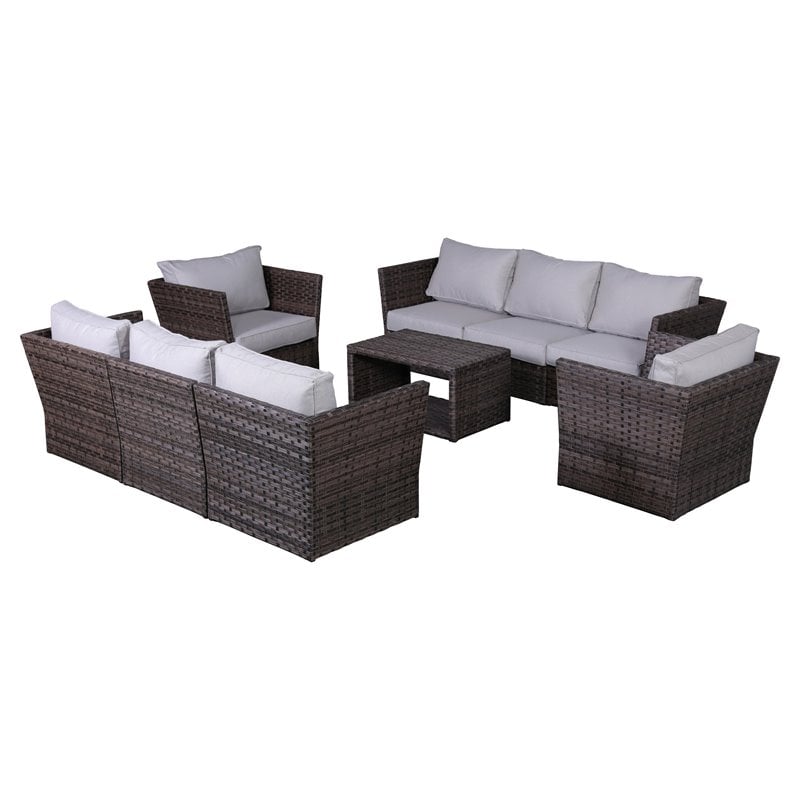 Living Source International 9-Piece Sectional Set plus Cushions - Espresso