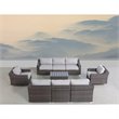Living Source International 9-Piece Outdoor Sectional Set with Cushions in Brown
