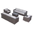 Living Source International 9-Piece Outdoor Sectional Set with Cushions in Brown
