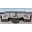 Living Source 8-Piece Wicker / Rattan Sectional Set with Firepit in Espresso