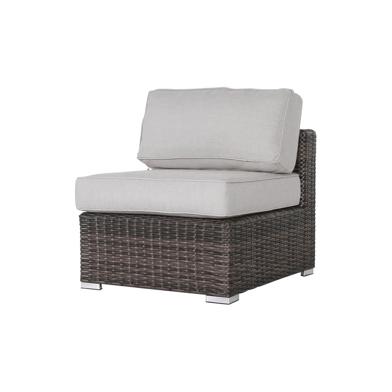 Living Source 8-Piece Wicker / Rattan Sectional Set with Firepit in Espresso