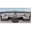 Living Source Intl 8-Piece Wicker / Rattan Sectional Set w/ Firepit in Espresso