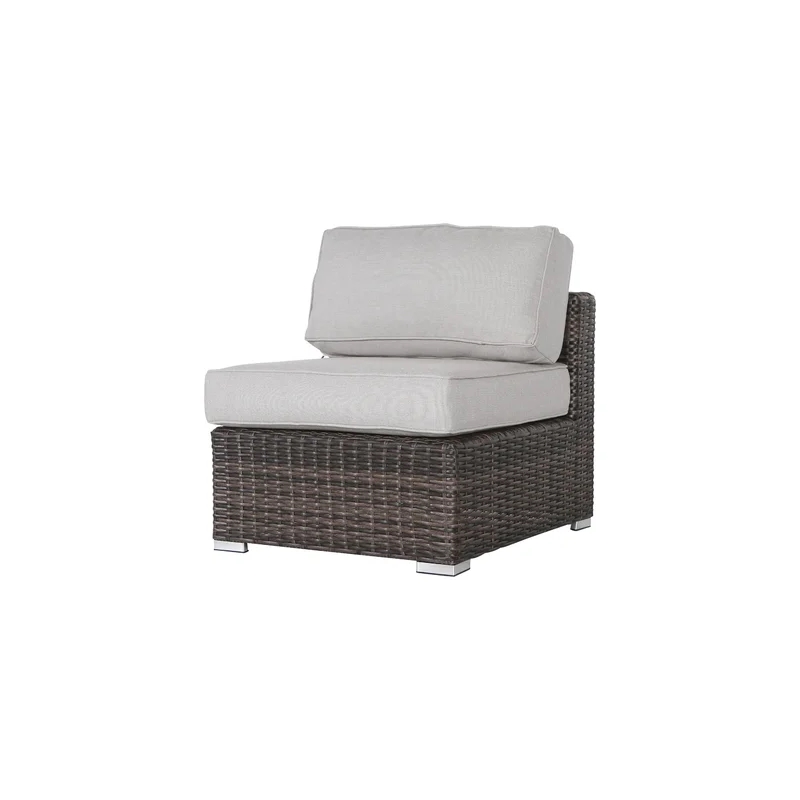 Living Source Intl 8-Piece Wicker / Rattan Sectional Set w/ Firepit in Espresso