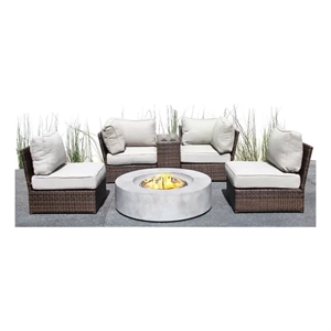 Living Source International Wicker / Rattan 6-Piece Sectional Set in Espresso
