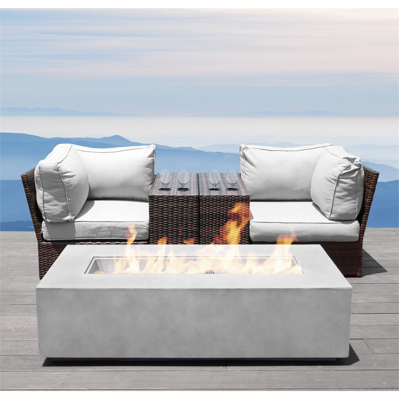 Living Source International 5-Piece Rattan Sectional Set w/Cushions in Espresso