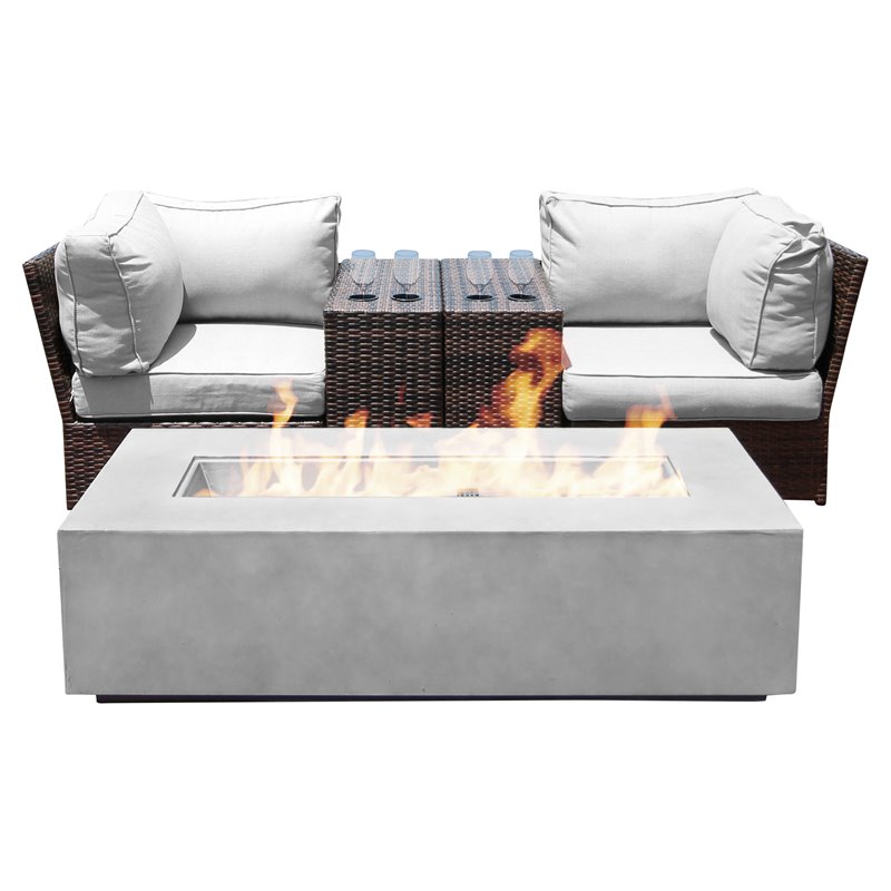 Living Source International 5-Piece Rattan Sectional Set w/Cushions in Espresso
