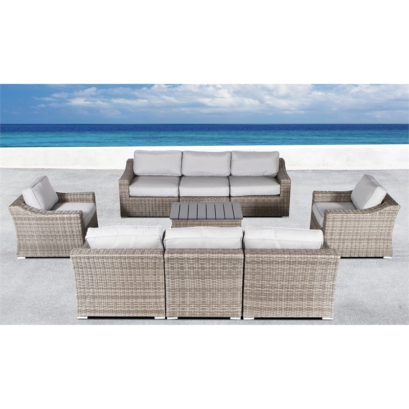 Living Source International 9-Piece Outdoor Conversation Set w/Cushions in Gray
