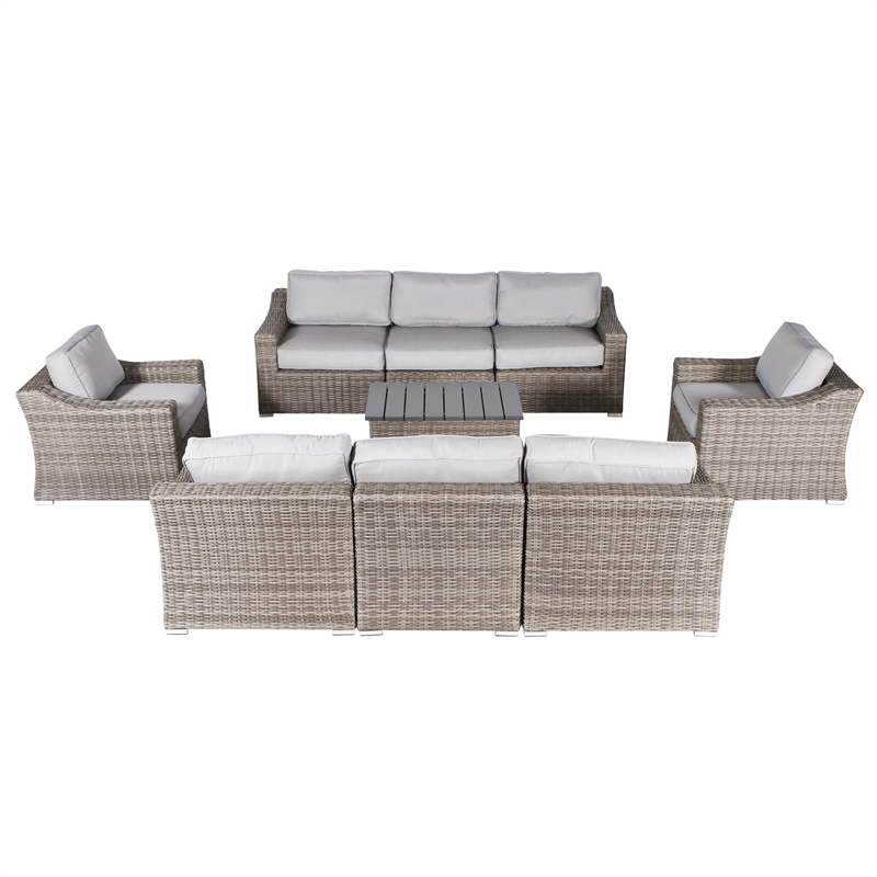 Living Source International 9-Piece Outdoor Conversation Set w/Cushions in Gray