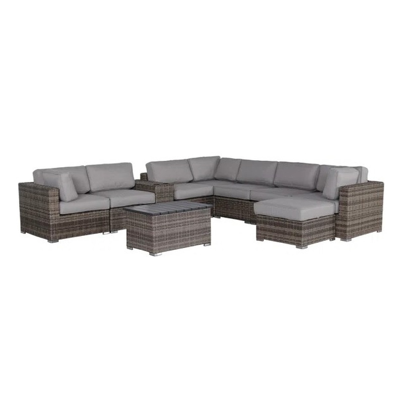 Living Source International 10-Piece Wicker / Rattan Sectional Set in Gray