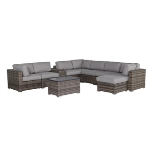 Living Source International 10-Piece Wicker / Rattan Sectional Set in Gray