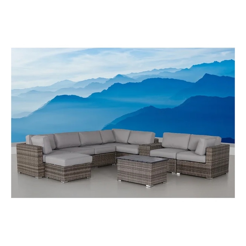 Living Source International 10-Piece Wicker / Rattan Sectional Set in Gray