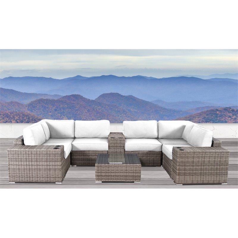 Living Source International 10-Piece Sectional Set w/Cushion - Canvas/Gray
