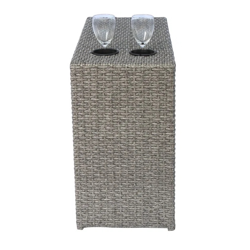Living Source International 4-Piece Wicker / Rattan Set with Cushions in Gray