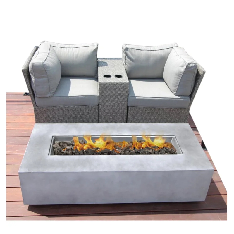 Living Source International 4-Piece Wicker / Rattan Set with Cushions in Gray