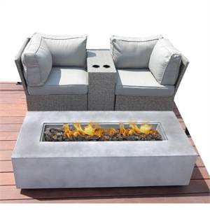 Living Source International 4-Piece Wicker / Rattan Set with Cushions in Gray